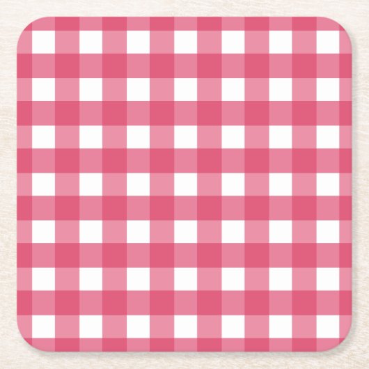 Cerise gingham kartonnen onderzetters (Voorkant)