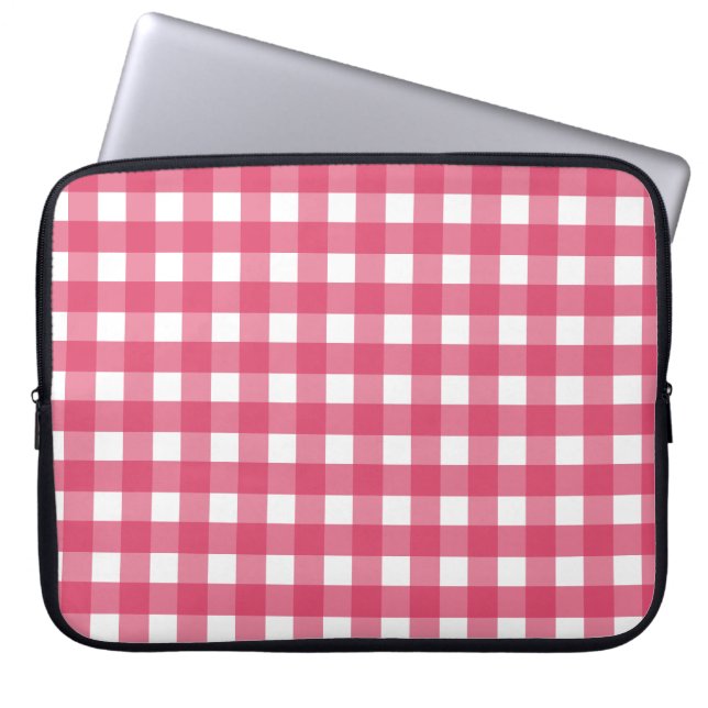 Cerise gingham laptop sleeve (Voorkant)