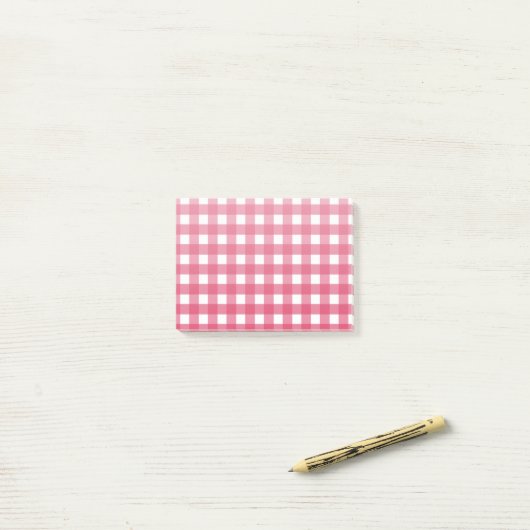 Cerise gingham post-it® notes (Op bureau)