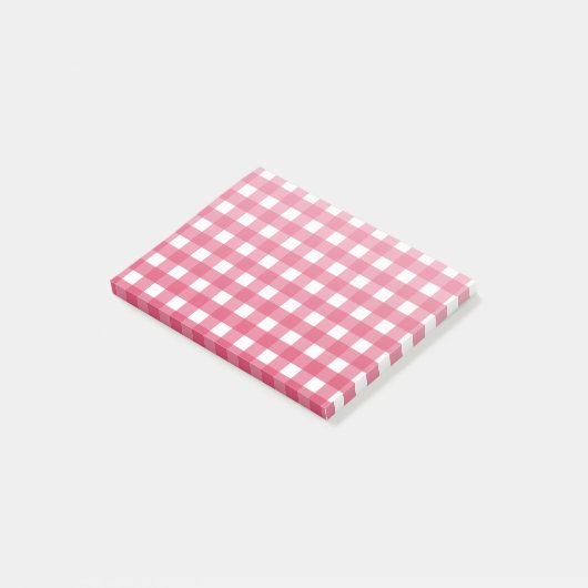 Cerise gingham post-it® notes (Schuin)