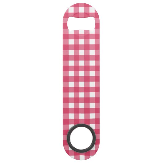 Cerise gingham speed flessenopener (Voorkant)