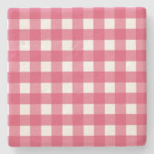 Cerise gingham stenen onderzetter (Voorkant)