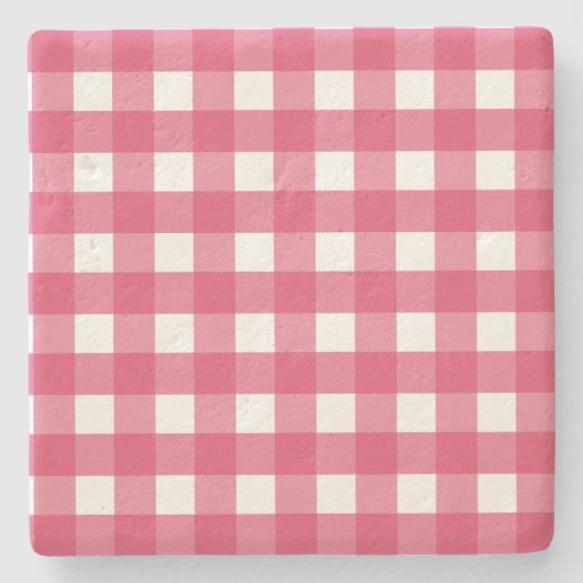 Cerise gingham stenen onderzetter (Voorkant)