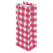 Cerise gingham wijn cadeautas (Achterkant Gekanteld)