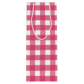 Cerise gingham wijn cadeautas (Achterkant)