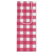 Cerise gingham wijn cadeautas (Voorkant)