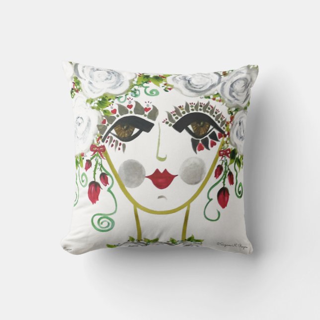 Cerise - Gypsy Garden Girl Cotton Pillow Kussen (Voorkant)