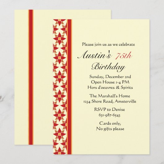 Cerise Invitation Kaart (Voorkant / Achterkant)