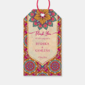 Cerise mandala rangoli bruiloft gepersonaliseerde  cadeaulabel (Voorkant)