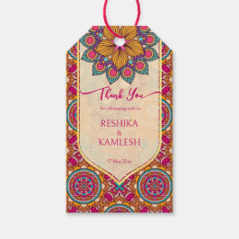 Cerise mandala rangoli bruiloft gepersonaliseerde  cadeaulabel