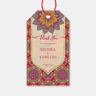 Cerise mandala rangoli bruiloft gepersonaliseerde  cadeaulabel