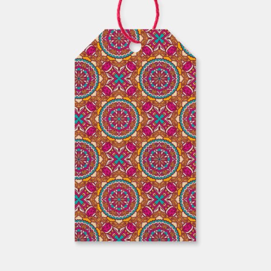 Cerise mandala rangoli bruiloft gepersonaliseerde  cadeaulabel (Achterkant)