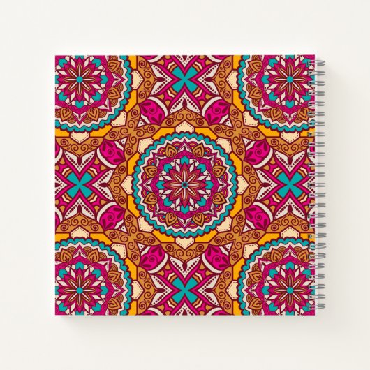 Cerise mandala rangoli bruiloft gepersonaliseerde  notitieboek (Achterkant)