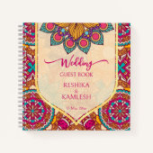 Cerise mandala rangoli bruiloft gepersonaliseerde  notitieboek (Voorkant)