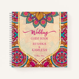 Cerise mandala rangoli bruiloft gepersonaliseerde  notitieboek