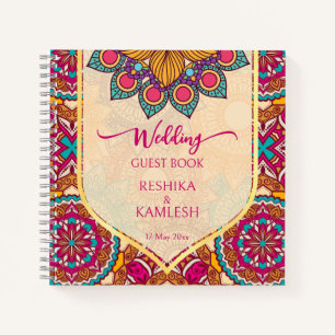 Cerise mandala rangoli bruiloft gepersonaliseerde  notitieboek