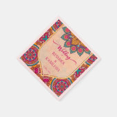 Cerise mandala rangoli bruiloft gepersonaliseerde  servet (Hoek)