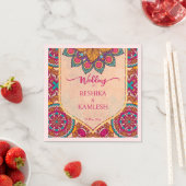 Cerise mandala rangoli bruiloft gepersonaliseerde  servet (Insitu)