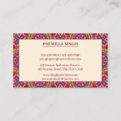 Cerise mandala rangoli etnisch trilling visitekaartje (Achterkant)