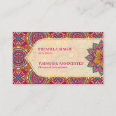 Cerise mandala rangoli etnisch trilling visitekaartje (Voorkant)