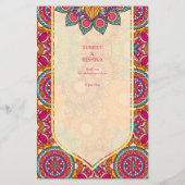 Cerise mandala rangoli gepersonaliseerde menu-sjab (Achterkant)