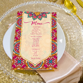 Cerise mandala rangoli gepersonaliseerde menu-sjab