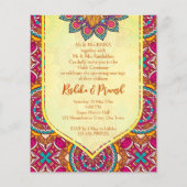 Cerise mandala rangoli joint haldi uitnodiging (Achterkant)