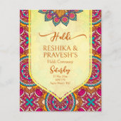 Cerise mandala rangoli joint haldi uitnodiging (Voorkant)