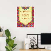 Cerise mandala rangoli joint haldi Welcome sign Poster (Thuiskantoor)