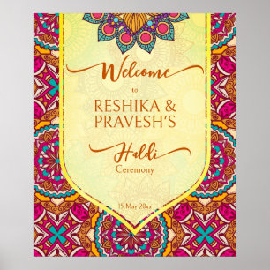 Cerise mandala rangoli joint haldi Welcome sign Poster
