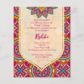 Cerise mandala rangoli mehndi budget invitation (Achterkant)
