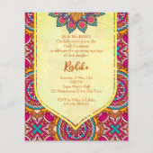 Cerise mandala rangoli mehndi budget uitnodiging (Achterkant)