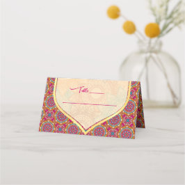 Cerise mandala rangoli mehndi table place cards plaatskaartje