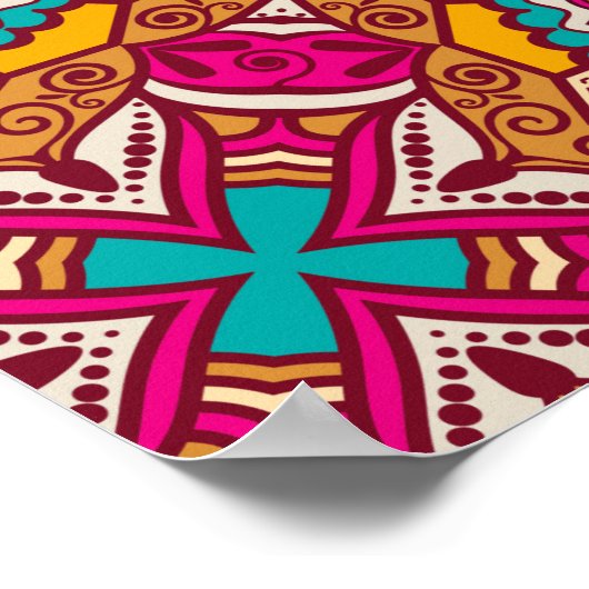 Cerise mandala rangoli mehndi-welkomstteken poster (Hoek)