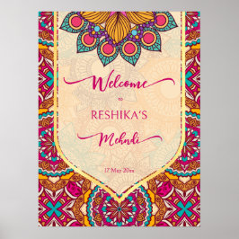 Cerise mandala rangoli mehndi-welkomstteken poster