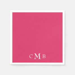 Cerise Monogram bruiloft Cocktail Servet