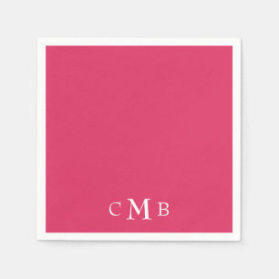 Cerise Monogram bruiloft Cocktail Servet