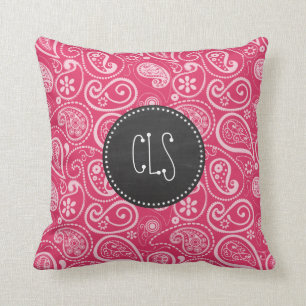 Cerise Paisley; Bloemen; Retro Bord Kussen