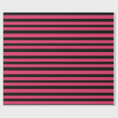 Cerise Pink en Black Stripes Cadeaupapier (Vlak)