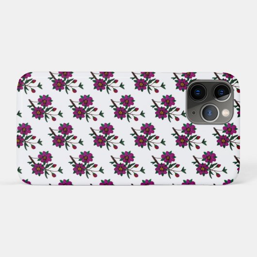 Cerise Pink Floral iPhone 11 Pro Hoesje (Achterkant (horizontaal))