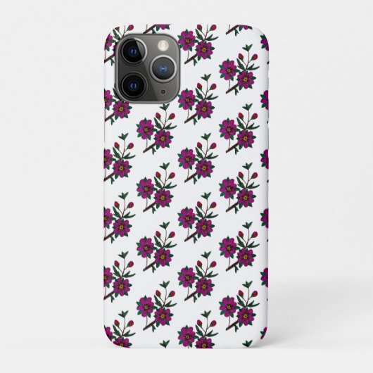 Cerise Pink Floral iPhone 11 Pro Hoesje (Achterkant)
