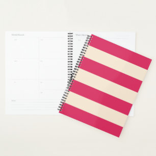 Cerise Pink Stripes Planner