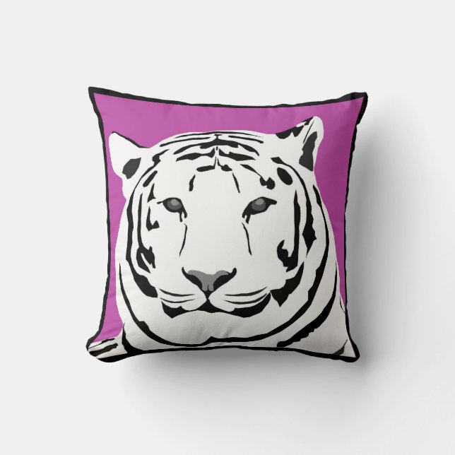 Cerise Pink Tiger Throw Cushion Kussen (Voorkant)