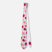 Cerise Pink Waterverf Floral Wedding Stropdas (Voorkant)