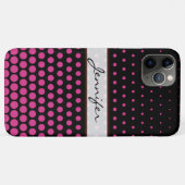 Cerise Polka Dot Elegant Modern Black Case-Mate iPhone Case (Achterkant (horizontaal))
