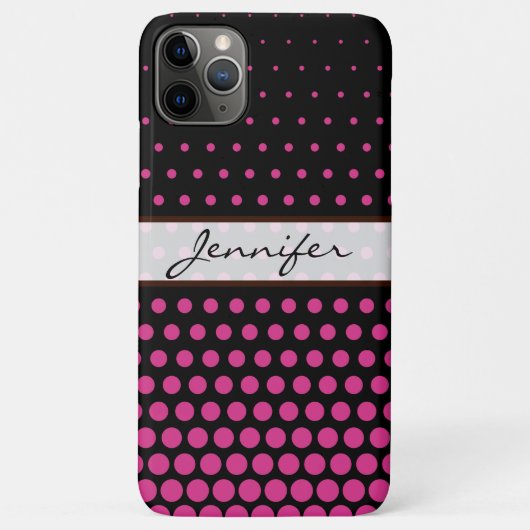Cerise Polka Dot Elegant Modern Black Case-Mate iPhone Case (Achterkant)