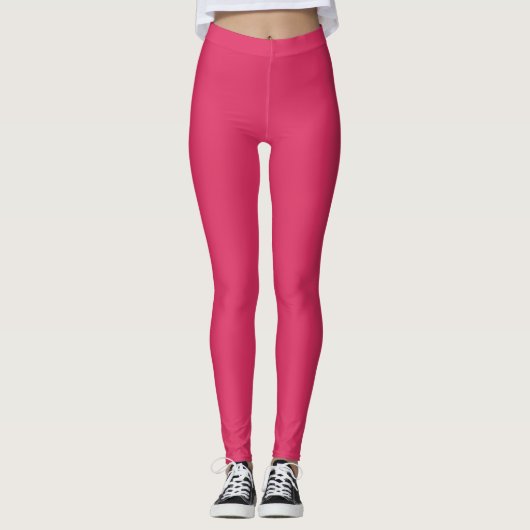 Cerise Red Solid Color-Leggings Leggings (Voorkant)