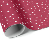 Cerise Red White Falling Snow Vakantie Cadeaupapier (Rol Hoek)
