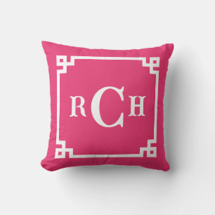 Cerise roze achterzijde Chinoiserie Grieks sleutel Kussen
