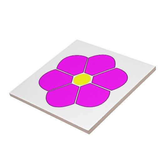 Cerise roze bloem ontwerp tegeltje (Zijkant)
